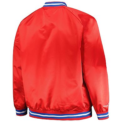 Men's Mitchell & Ness Red LA Clippers Hardwood Classics Throwback Wordmark Raglan Full-Snap Jacket