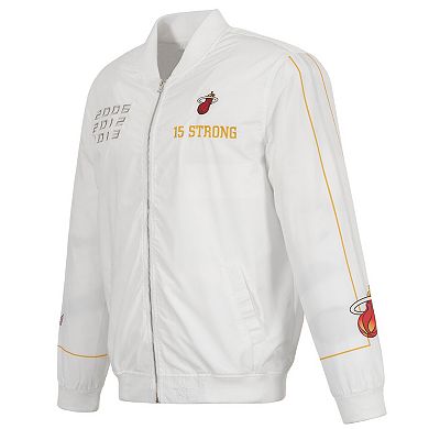 Men's JH Design White Miami Heat 2022/23 City Edition Full-Zip Nylon Bomber Jacket
