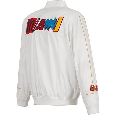 Men's JH Design White Miami Heat 2022/23 City Edition Full-Zip Nylon Bomber Jacket