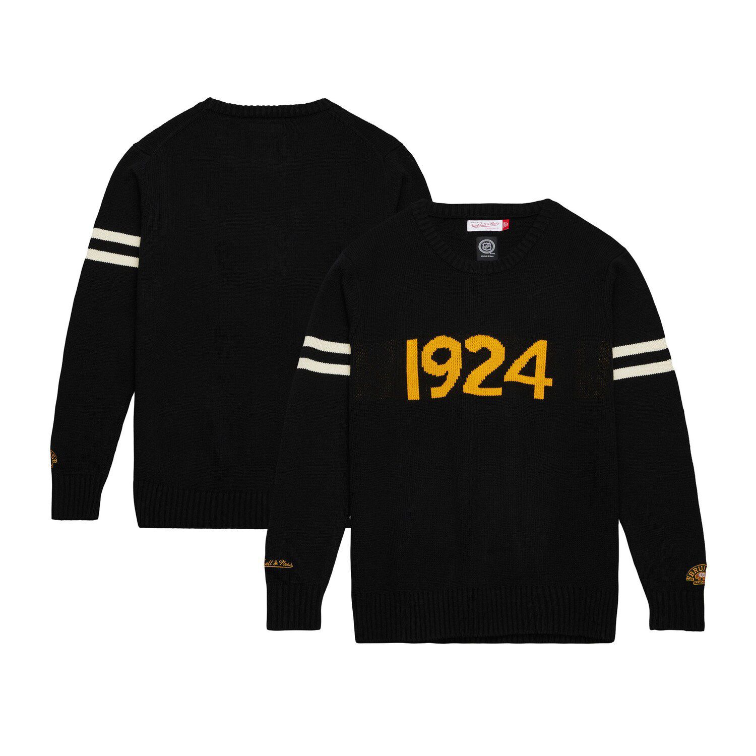 Men's Mitchell & Ness Black Boston Bruins 100th Anniversary Pullover ...