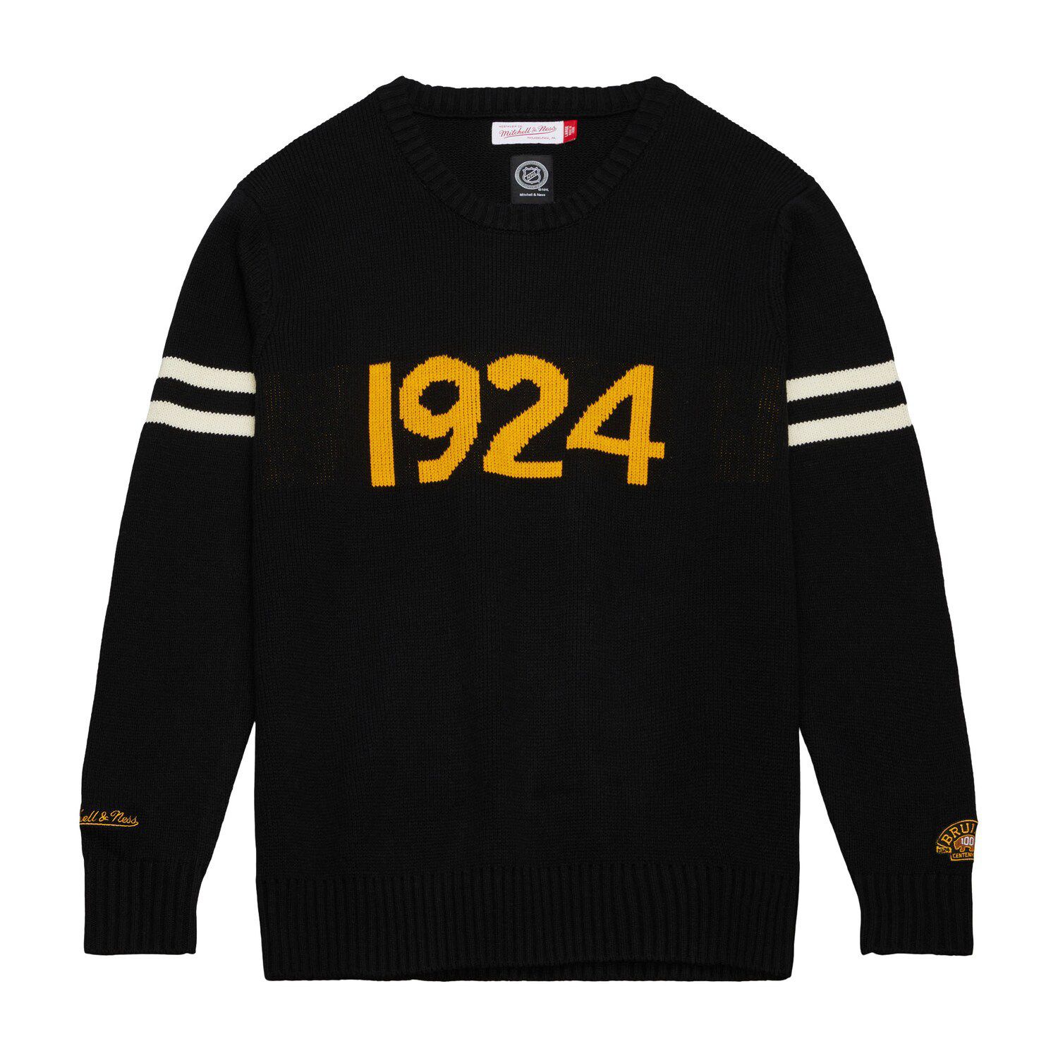 Men's Mitchell & Ness Black Boston Bruins 100th Anniversary Pullover ...