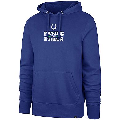 Men's '47 Royal Indianapolis Colts Not All Pain Can Be Seen Kicking the Stigma Pullover Hoodie