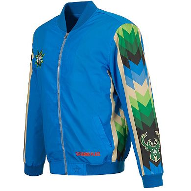 Men's JH Design Blue Milwaukee Bucks 2022/23 City Edition Full-Zip Nylon Bomber Jacket