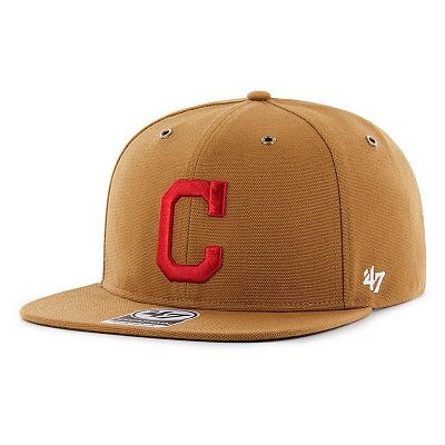 Men s 47 Brown Cleveland Indians Carhartt Captain Snapback Adjustable Hat