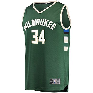 Men's Fanatics Branded Antetokounmpo Green Milwaukee Bucks Fast Break Replica Player Jersey - Icon Edition