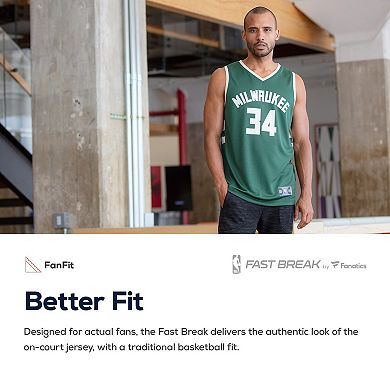 Men's Fanatics Branded Antetokounmpo Green Milwaukee Bucks Fast Break Replica Player Jersey - Icon Edition