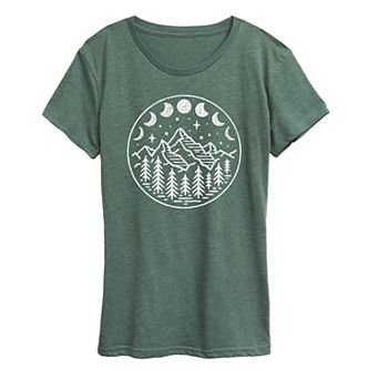 Women's Celestial Mountains Moon Phases Graphic Tee