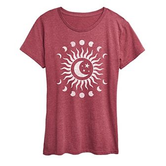 Women's Sun And Moon Phases Graphic Tee