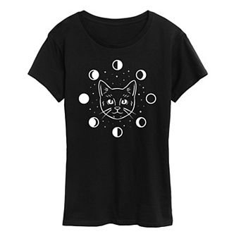 Women's Cat Moon Phases Graphic Tee