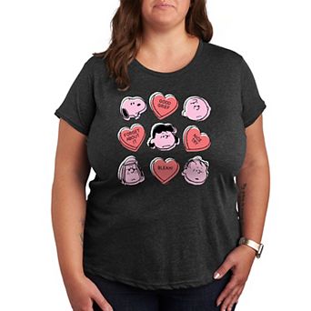 Plus Peanuts Candy Heart Grid Graphic Tee