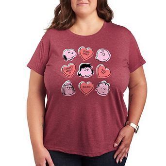 Plus Peanuts Candy Heart Grid Graphic Tee