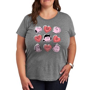 Plus Peanuts Candy Heart Grid Graphic Tee
