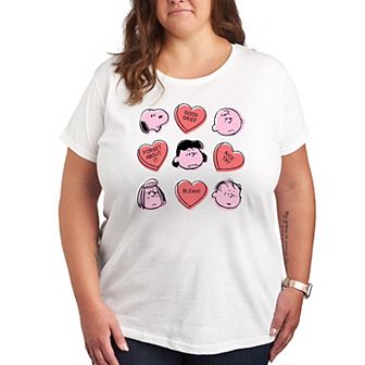 Plus Peanuts Candy Heart Grid Graphic Tee