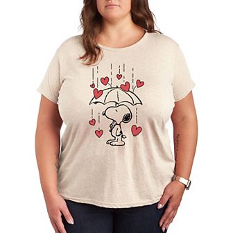 Plus Peanuts Snoopy Heart Rain Graphic Tee