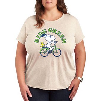 Plus Peanuts Snoopy & Woodstock Ride Green Graphic Tee