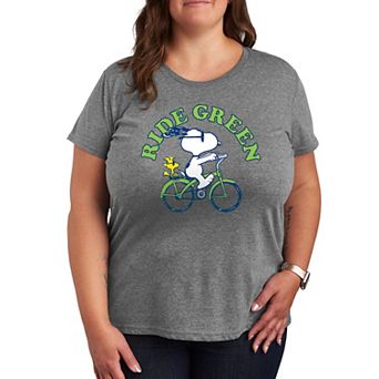 Plus Peanuts Snoopy & Woodstock Ride Green Graphic Tee