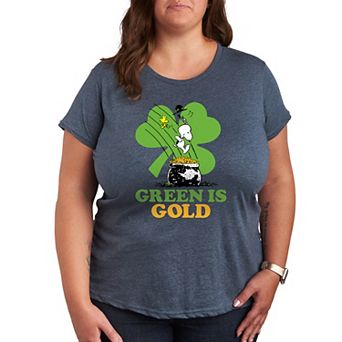 Plus Peanuts Snoopy & Woodstock Green Is Gold Graphic Tee