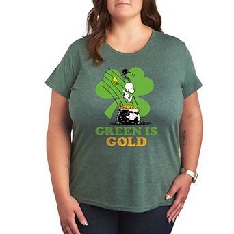 Plus Peanuts Snoopy & Woodstock Green Is Gold Graphic Tee