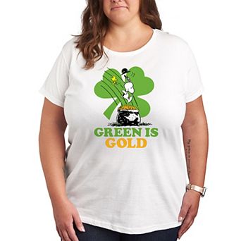 Plus Peanuts Snoopy & Woodstock Green Is Gold Graphic Tee