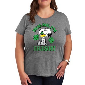 Plus Peanuts Snoopy & Woodstock Hug Me I'm Irish Graphic Tee