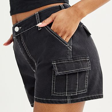 Juniors' Tinseltown Raw Hem Cargo Shorts