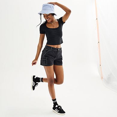 Juniors' Tinseltown Raw Hem Cargo Shorts