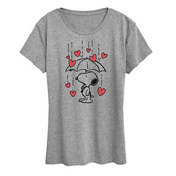 Women's Peanuts Snoopy Heart Rain Graphic Tee