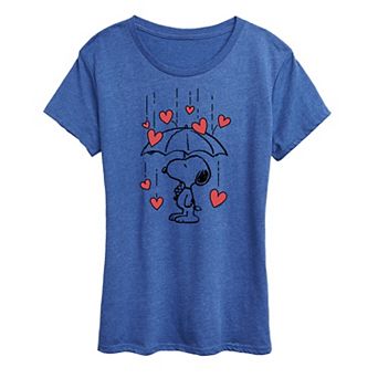 Women's Peanuts Snoopy Heart Rain Graphic Tee
