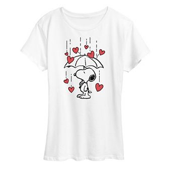 Women's Peanuts Snoopy Heart Rain Graphic Tee