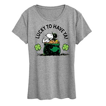 Women's Peanuts Snoopy & Woodstock Lucky To Have Ya Graphic Tee
