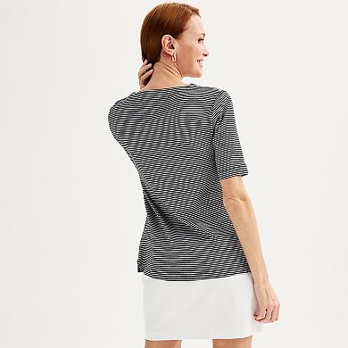 Women's Croft & Barrow® Lace Up Split Neck Top