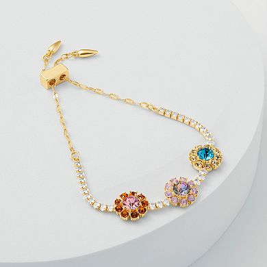 Emberly Gold Tone Multi Color Flowers Adjustable Bracelet