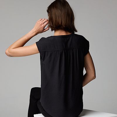 Chemisier Sans Manches Simply Vera Wang - Maille Superposée Noir/beige - Taille M (29") - Occasion Très Bon état