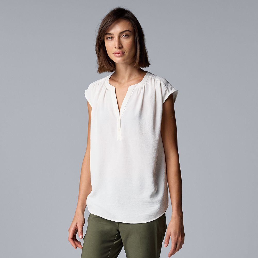 Simply Vera Verawang ノースリーブ トップス Women's Simply Vera Vera Wang Ruched Cap Sleeve Top