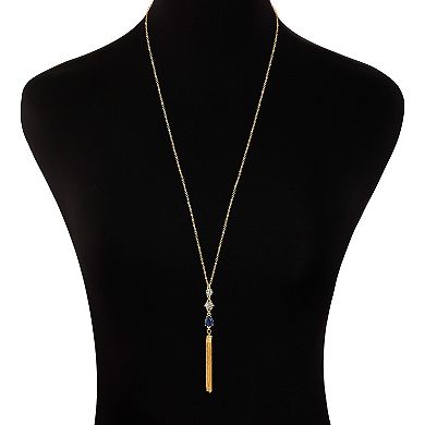Emberly Gold Tone Triple Stone Tassel Y Necklace
