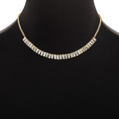 Emberly Gold Tone Clear Baguette Glass Stones Necklace