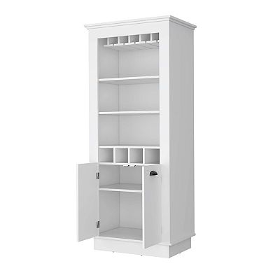 Hampton Bar Cabinet With 4-built In Wine Rack, Glass Holder And Storage Cabinet