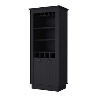Hampton Bar Cabinet With 4-built In Wine Rack, Glass Holder And Storage Cabinet