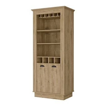 Hampton Bar Cabinet With 4-built In Wine Rack, Glass Holder And Storage Cabinet