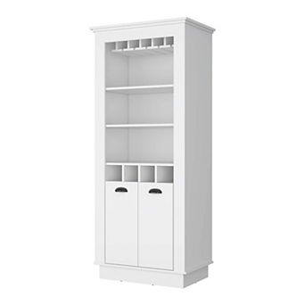Hampton Bar Cabinet With 4-built In Wine Rack, Glass Holder And Storage Cabinet