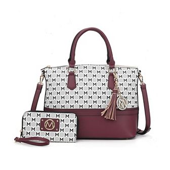 MKF Collection Saylor Circular M Emblem Print Tote Bag and Matching Wristlet Wallet By Mia K