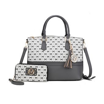 MKF Collection Saylor Circular M Emblem Print Tote Bag and Matching Wristlet Wallet By Mia K