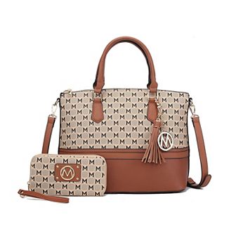 MKF Collection Saylor Circular M Emblem Print Tote Bag and Matching Wristlet Wallet By Mia K