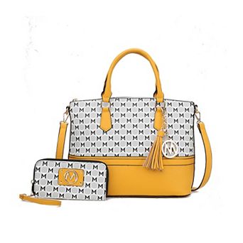 MKF Collection Saylor Circular M Emblem Print Tote Bag and Matching Wristlet Wallet By Mia K