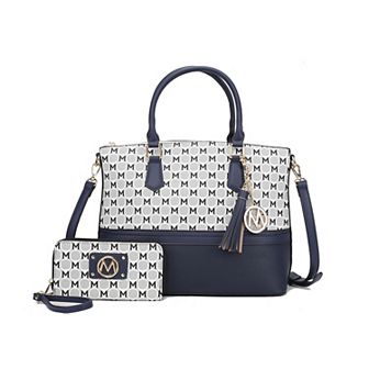 MKF Collection Saylor Circular M Emblem Print Tote Bag and Matching Wristlet Wallet By Mia K