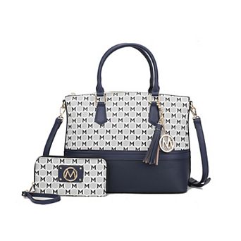 MKF Collection Saylor Circular M Emblem Print Tote Bag and Matching Wristlet Wallet By Mia K