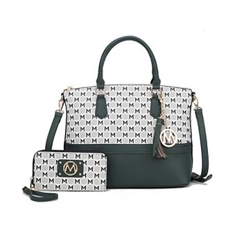 MKF Collection Saylor Circular M Emblem Print Tote Bag and Matching Wristlet Wallet By Mia K