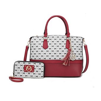 MKF Collection Saylor Circular M Emblem Print Tote Bag and Matching Wristlet Wallet By Mia K