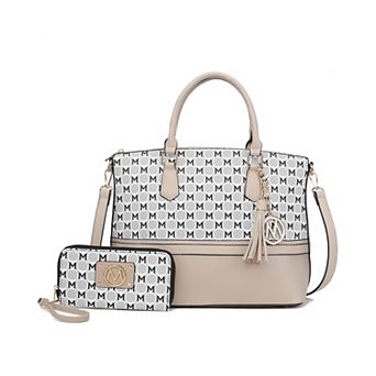MKF Collection Saylor Circular M Emblem Print Tote Bag and Matching Wristlet Wallet By Mia K