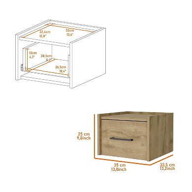 Elfrida Wall-mounted Nightstand, Sleek Single-drawer Design With Spacious Top Shelf